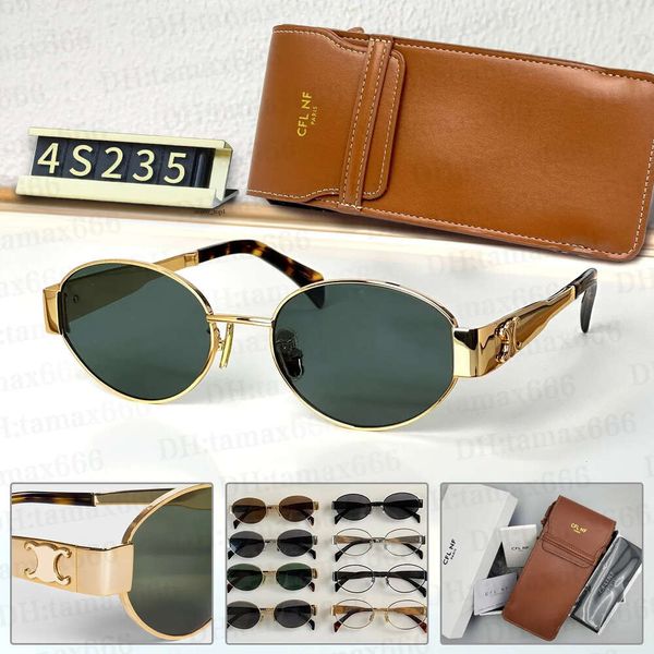 Lunettes de soleil Celiène CEL CHERCHERS SUMPLASSES POUR FEMMES TRIOMPHES 4S235 CELIS SUMPLASSES Identiques à Lisa Street Photo Oval Metal Frame Men's Lunes UV400 Eyewear 657