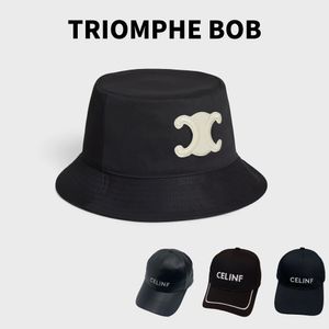 CELINF TRIOMPHE Chapeaux de seau à large bord Casquettes de créateurs de luxe Hommes et femmes TRIOMPHE Logo tatoué BOB EN COTON GABARDINE Chapeau de pêcheur