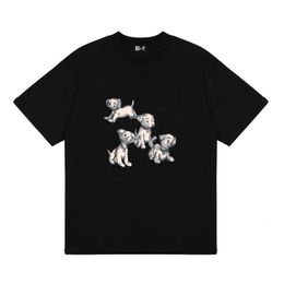 T-shirt de créateur Celinnes Fashion de luxe pour femmes T-shirt Modèle d'impression pour chiens avec morceaux de double gaze tissage simple 250g T-shirt à la mode lâche