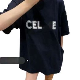 Celinnes Designer T-shirt Mode de luxe pour T-shirt pour femme Rivet Industrie lourde T Matériau en pur coton Style confortable et respectueux de la peau