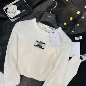 Celinnes Sweater Designer Fashion Dames Triomfboog Zwart-witte basisgebreide trui Modieus en veelzijdig Minimalistisch Klassiek Gebreide trui