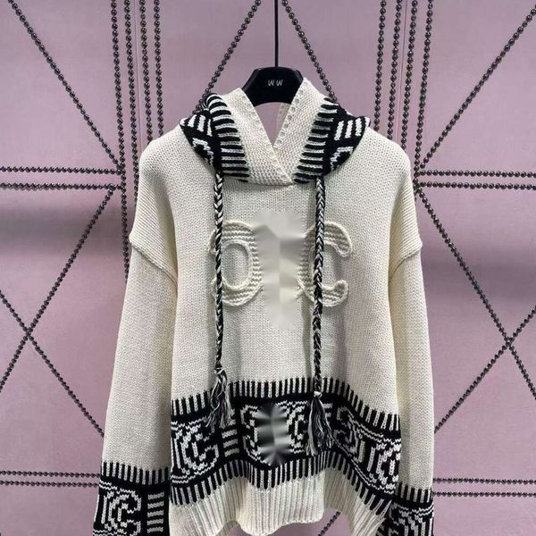 Celinnes pull créateur de mode femmes Standard arc de triomphe 3D à capuche tricoté laine pull ample et paresseux vêtements d'extérieur