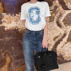 Celinnes T-shirt Designer T-shirt Luxury Fashion Womens Summer Nouvelle Couleur Lettre imprimée Cou Round Labo