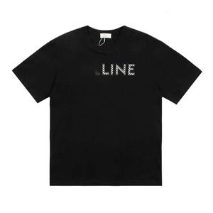 Celinnes T-shirtontwerpers Luxe mode dames zwart en wit raster kralen mozaïek kleurblokletters ronde hals korte mouw T-shirt modieuze mannen en vrouwen