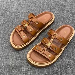 celiny gladiator klomp Mule Vrouwen hak platform slides TIPPI mannen string sandaal Zomer Strand loafer ontwerper Schoen triomphe Muilezels vintage Slipper luxe Lederen Slide