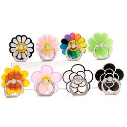 Mobiele telefoon Accessoires Creatieve Ring Mounts Holders Acryl Finger Ring Buckle Bracket Beautiful Flower Love Cartoon voor iPhone 7 Plus cadeau #001