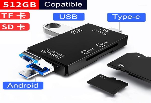 Adaptateurs de téléphones portables Android USB20 Lecteur de carte polyvalent Typec Micro USB Adaptateur de mémoire pour SD TF OTG OTG Mobile Phone15245008