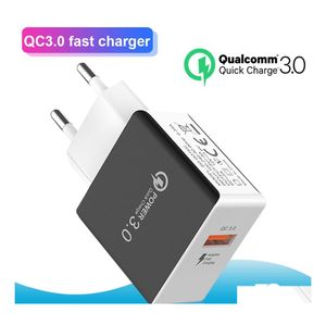 Adaptadores de teléfono celular Qc 3.0 Cargador de pared rápido Usb Quick 5V 3A 9V 2A Adaptador de corriente de viaje Carga Us Eu Plug para 7 8 X Drop Delivery Dhtms