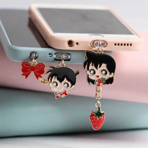 Teléfono celular Gadgets Conan Conan Anime Dust Plug Entermo Kawaii Tipo C Puerto de carga para iPhone 3.5 mm Jack de auriculares Tailepper Costa de teléfono Y240423