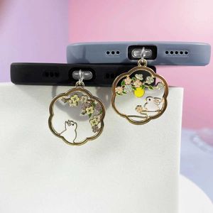 Mobiele telefoon Anti-Dust-gadgets Hua Hao Yue Yuan Cat en konijnen Telefoon Pendant Telefoon Dust Stopper iPhone Samsung Type-C Interface Universal Dust Stopper Y240423