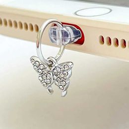Teléfono celular Anti-Redust Gadgets Metal Butterfly Polvo Charm Charm Charm Cargo Portel Anti Dust Type C Plug para iPhone Capa de polvo Android Decoraciones creativas Y240423
