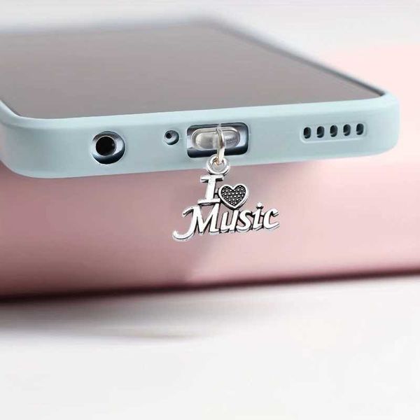 Téléphone cellulaire Anti-Dust Gadgets Mobile Phone Dust Plug I Music I Love Music Pendant Phone Mobile Phone Universal Dust Stopper Y240423