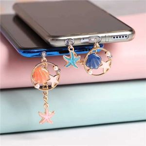 Téléphone cellulaire Anti-Dust Gadgets Starfish Shell Dust Pring Purn Kawaii Charge Port Port pour iPhone Type C 3,5 mm Jack Cap