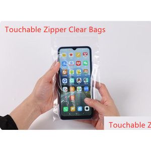 Boîtes de téléphone portable Paquets Touchable Clear étanche à l'humidité anti-poussière PE Sacs Opp Emballage Zipper Package Sac étanche scellé jetable Dhils