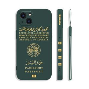 Bumpers de téléphone portable ALGERIA PASSPORT TÉLÉPHONE POUR TÉLÉPHONE pour l'iPhone 15 14 13 12 11 Pro Max Mini XR XS MAX SE20 6 6S 7 8 Plus caisses en silicone avec sangle à main Y240423