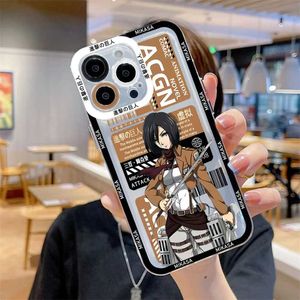 Mobiele telefoonbumpers Anime Allen Attack on Titan Phone Case voor iPhone 15 14 13 12 11 Mini Pro Max X XR XSMax 6s 6 7 8 Plus SE20 Transparant Cover Y240423