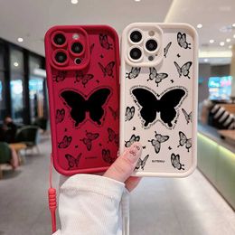 Téléphone portable Beautiful Butterfly Hot Funny Phone Case pour Oppo Reno 2 3 4 5 6 7 7Z 8 8T 10 Pro Plus 4G 5G Soft TPU Couvercle arrière avec sangle à main Y240423