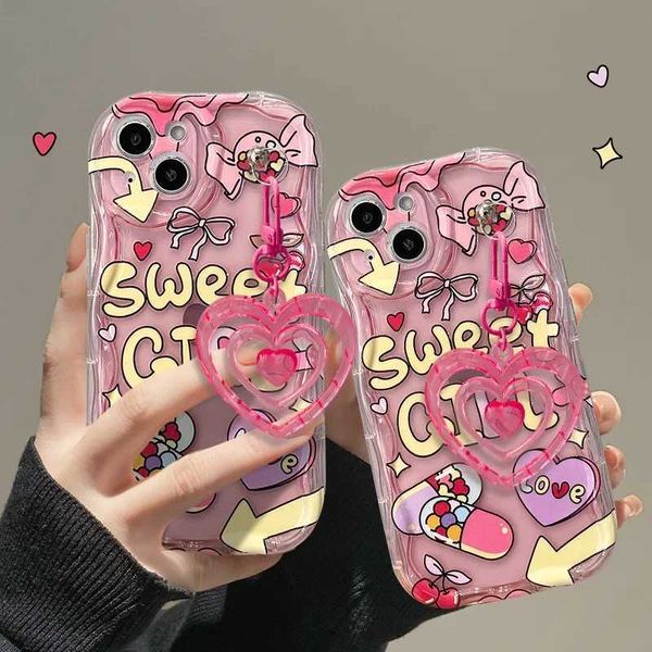 Téléphone portable Bumpers Candy Sweet Girl avec pendentif onde TPU pour iPhone 13 12 Mini 11 Pro Max 14 Pro Xs Max 7 8 plus SE Soft Phone Tocoprofing Case Y240423