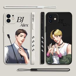 Mobiele telefoonbumpers Cartoon B-BJ Telefoonhoes voor iPhone 15 14 13 12 11 Pro Max Mini X XR XS Max SE 8 7 6s plus zachte vloeibare siliconen Alexes Cover Y240423