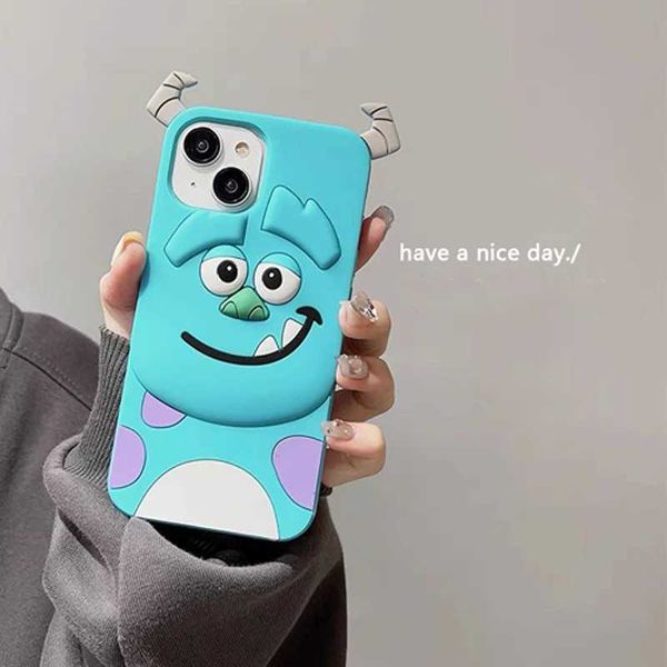 Bumpers de téléphone portable pour iPhone 11 12 Pro 13 14 Pro Max 15 Pro Max Mignon Sulley Face 3d Cartoon Silicon Good Qulity Soft Back Phone Case Y240423