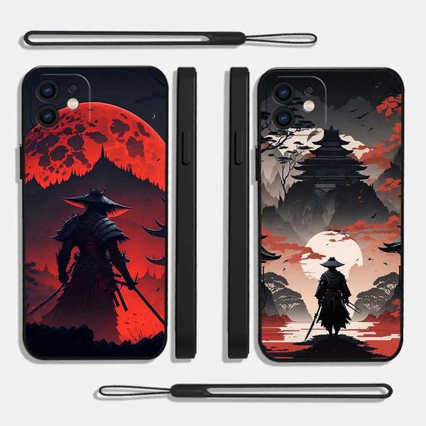 Téléphone cellulaire Bumpers Japon Samurai Red Sun Tree Téléphone Téléphone pour Huawei P50 P40 P30 P20 Nova 10se 9 9se Mate 40 30 20 Pro Lite P Smart 2021 Y7A Cover Y240423