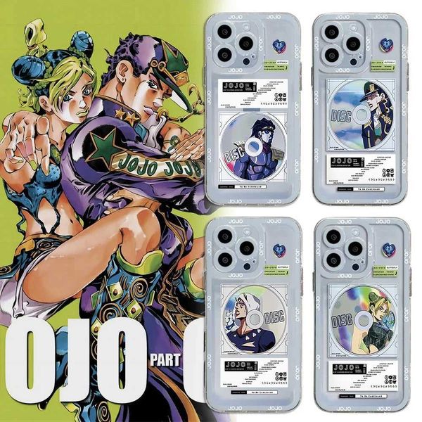 Bumpers de téléphone portable Jojos Bizarre Adventure Cosplay Cost Laser Téléphone Kujo Jolyne Jotaro Platinum Star Disc Imprimé Téléphone Anime Case Stone Ocean Y240423