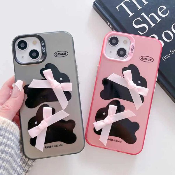 Bumpers de téléphone portable Sweet Bowknot Rabbit pour iPhone 15 13 Pro Max 12 Mini 14 plus 11 Pro 7 8 Plus x XS MAX XR Skin Camera Lens Téléphone Protection Cover Y240423