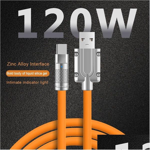 Câbles de téléphone portable 120W Usb Type C pour S22 Trafast Fil de charge Chargeur Usbc Cordon de données Huawei P30 Pro Redmi One Plus Poco Drop Deliv Dhyz4
