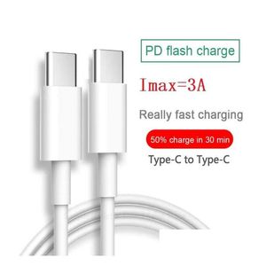 Cables de teléfono celular 1M 3FT USB Tipo-C a tipo C S Soporte de carga rápida PD 20W 3A Cables rápidos para S21 S22 Nota 20 con caída al por menor Deliv Dhd2P