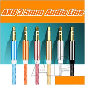 Cables de teléfono celular 1M macho a 3,5 mm chapado en oro Auxiliar O Jack estéreo Dispositivo de cable auxiliar Drop Delivery Teléfonos Accesorios Dhpxe