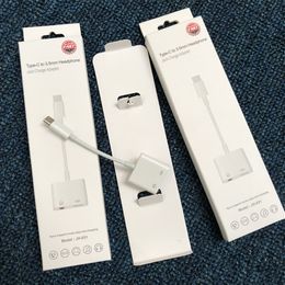 Cables de teléfono celular 2ni1 adaptador de carga de audio para auriculares tipo C con embalaje