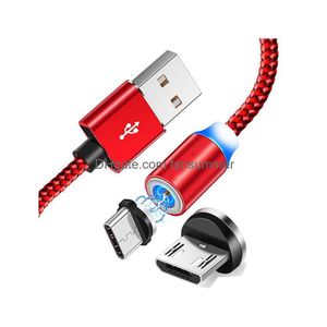 Mobiele telefoonkabels 360 sterkere metalen magnetische micro USB-kabel gevlochten 2A snel oplaadsnoer voor Android Type-C smartphone Samsung S9 H DHJ6T