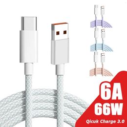 Mobiele Telefoon Kabels 6A 66W USB Type C Kabel 3 0 Snel Opladen Gevlochten Data Cord Voor Oneplus 11 POCO X5 F5 231117