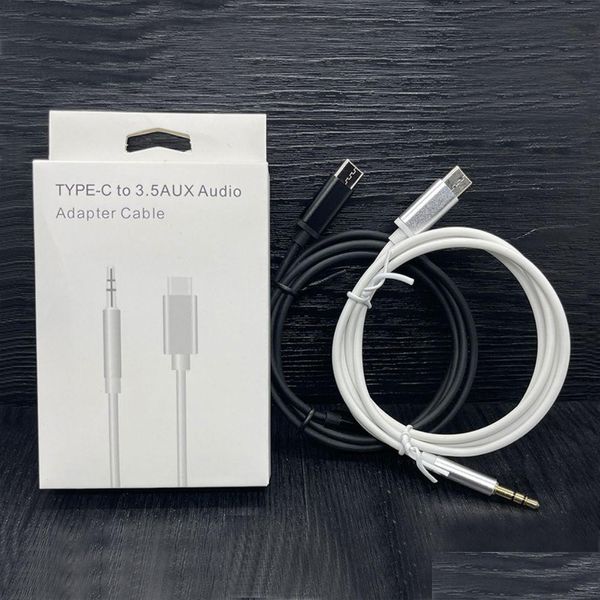 Cables de teléfono celular Coche O 1M 3FT USB Tipo C a 3,5 mm Macho Jack Aux Auriculares S Adaptador USB Convertidor Computadora para S22 S21 Nota Huawei D Dhuvj