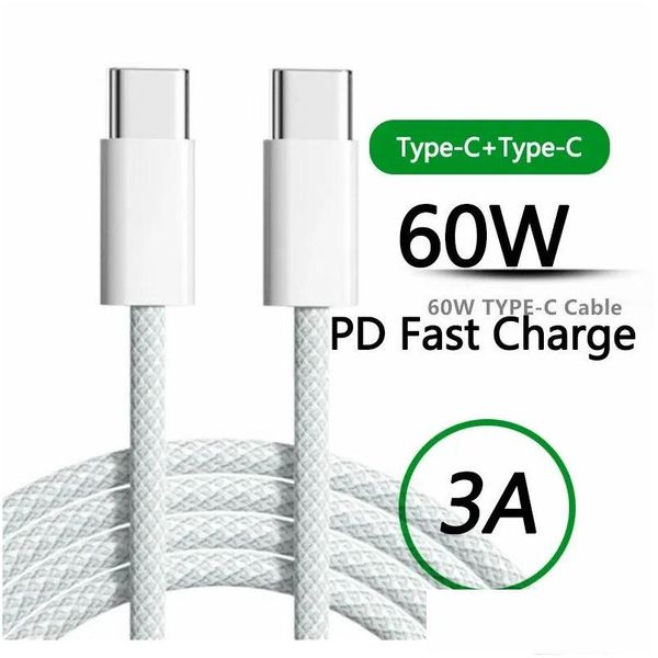 Câbles de téléphone portable Est 60W Pd USB C vers données pour 15 types de charge rapide, livraison directe, accessoires de téléphones Dhgm6