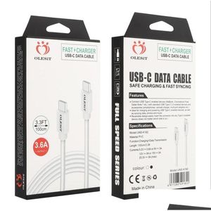 Cabels van mobiele telefoons Olesit snel opladen USB S Type C tot Type-C PD 60W Lading 3.6A voor smartphone S22 15 Pro 3ft 6ft Drop Delivery Pho DHPGR