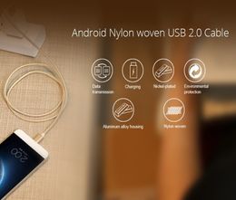 Câbles de téléphone portable 1M Nylon 5Pin Micro USB Câble de charge de synchronisation de données pour Samsung Galaxy Tab S2 8.0 SM-T719 / S4 S3 S2
