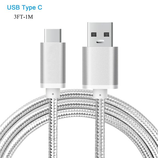 Câbles de téléphone portableCâble de chargeur USB 3.1 Type C en nylon d'aluminium pour câbles de charge de synchronisation de données Chuwi VI8 Plus Hi8 Pro HiBook
