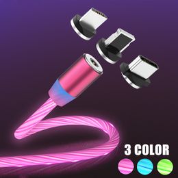 Cables de teléfono celularLED Glow Flowing Magnetic USB Cable Cargador rápido para Huawei P Smart Z Y5 Y9 2019 P30 lite Nova 4e 5