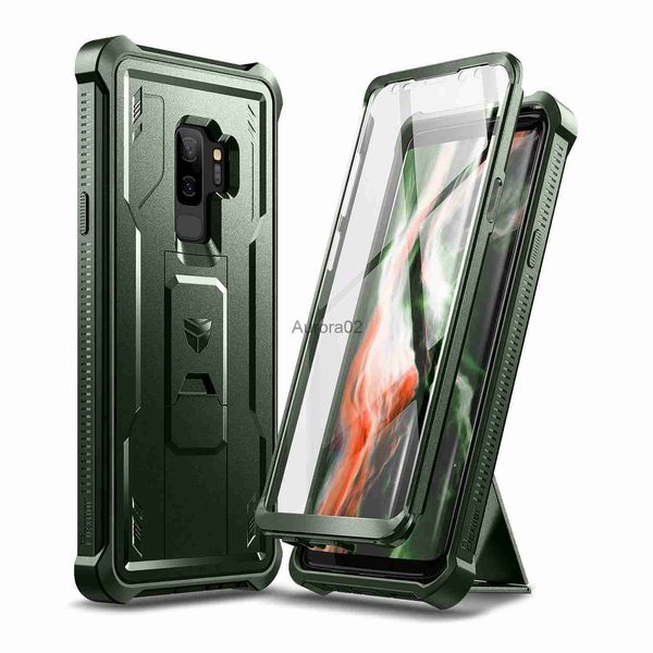 Cas de téléphone portable 2 en 1 Couverture antichoc de qualité pare-chocs avec film d'écran intégré Protection 360 ​​Support de boîtier rigide pour Samsung Galaxy S9 plus yq240330