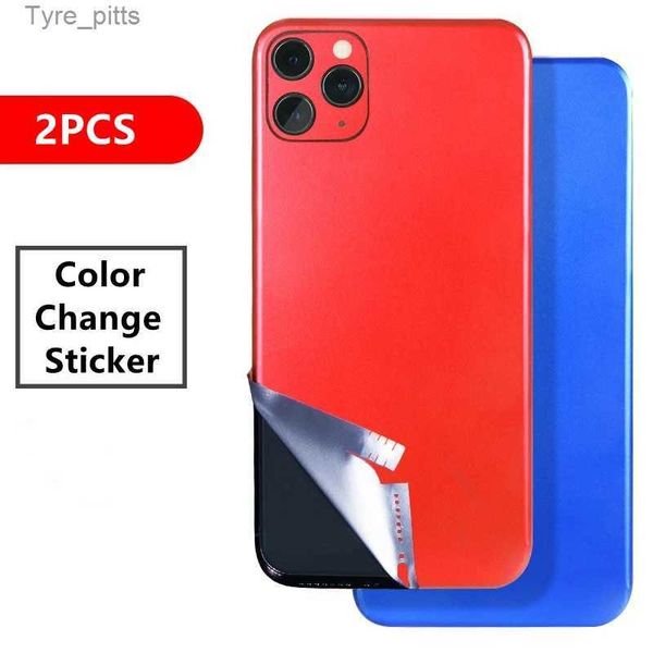 Étuis de téléphone portable 2 pièces autocollant de film de glace pour iPhone 14 13 12 11 Pro Max Mini X XS XR 6 7 8 Plus changement de couleur couverture complète autocollants arrière de téléphone portable L2310/16