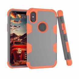 Mobiele telefoon gevallen 3 in 1 hybride robot schokbestendig hoesje TPU Defender Armor Case Cover voor iPhone X Xr Xs Max e S9 S8 Plus Note 9 8 KT2R