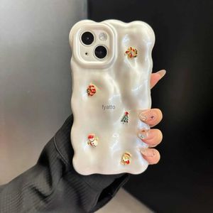 Casos de teléfonos celulares 3D Christmas Wavy Edge Protection Case de teléfono para iPhone 15 14 13 12 Pro Max 11 Cute Corta de silicona suave a prueba de choques H240326