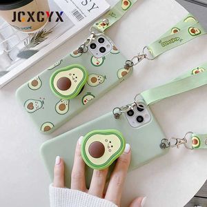 Mobiele Telefoon Gevallen 3D Leuke Cartoon Fruit Avocado Houder Stand Lanyard Zachte Case Voor Iphone 14 13 12 11 Pro Max MiNi X Xr Xs 6S 7 8 Plus Se 20 Cover L230823