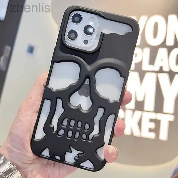 Études de téléphone portable 3D Skull Skull Créquette de téléphone calleux pour iPhone 15 14 Promax plus 13 12 11 Pro Max Placage de luxe Force de choc Ghostface Soft Cover D240424