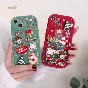 Mobiele Telefoon Gevallen 3D Vrolijk Kerstfeest Kerstboom Leuke Telefoon Case Voor Iphone 14 Plus 13 Pro Max 12 11 X Xs Xr 7 8 Plus Se 2020 Nieuwe Jaar Zachte CoverL231024