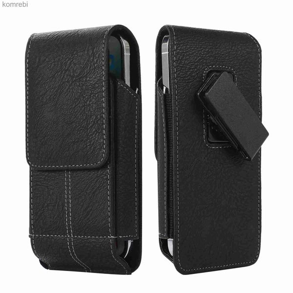 Étuis de téléphone portable 5.5-7 Étui de téléphone en cuir Pochette de téléphone pour iPhone Samsung Huawei Sacs de taille à rabat vertical Ceinture Clip Couverture Téléphone BagL240110