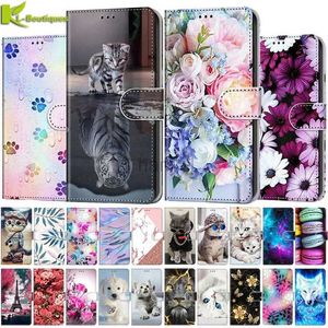 Cas de téléphone portable A13 A53 5G Cas pour Samsung Galaxy A 53 A33 Couverture Chat Peint Cuir Flip Portefeuille Coque 2442