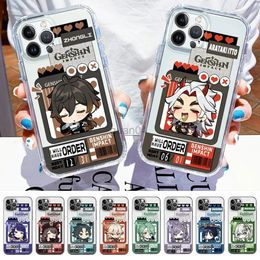 Cajas del teléfono celular Amine Genshin Impact Game Case para iPhone 14 13 12 11 Pro Max Mini X Xs XR 6 7 8 Plus SE 2020 Transparente 231021