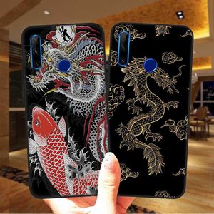 Casos de teléfonos celulares Ancient chino Legend Dragon Soft Black Silicone Case de la caja del teléfono para Huawei Honor 30 9 10 20 20 Lite Pro 10i 20i 30i 8x 9x 8c Y9 x0807